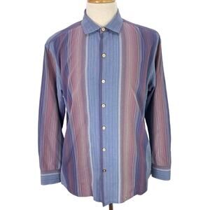 Tommy Bahama‎ Striped Shirt Size L Blue Red Long Sleeve Button Up